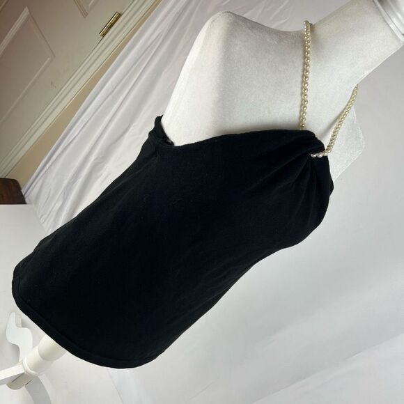 Chaps Black Silk Blend Pearl Halter Top Women’s Size Large - Picture 3 of 14